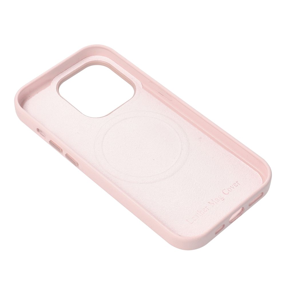 Usnjena maska Mag Cover za iPhone 14 Pro peščeno roza