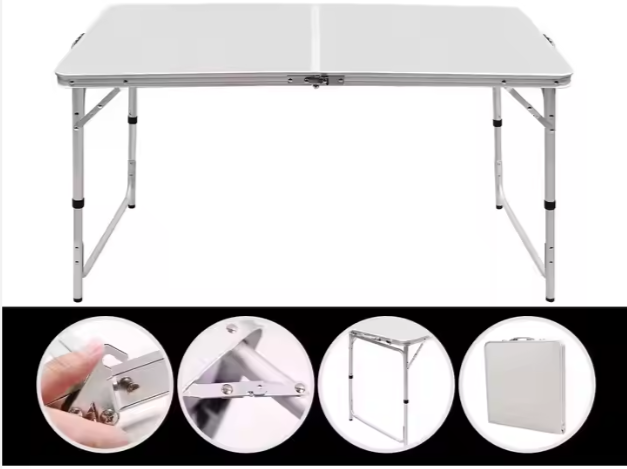 Sklopivi stol u obliku kovčega sa 4 sklopive stolice - 120 x 60 x 66 cm - bijeli