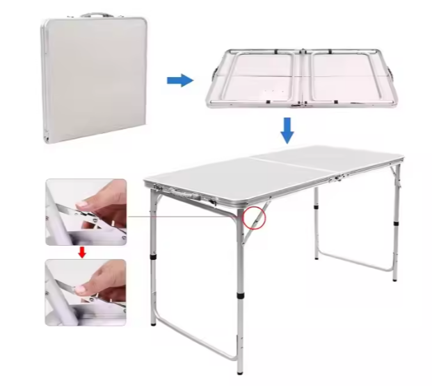 Sklopivi stol u obliku kovčega sa 4 sklopive stolice - 120 x 60 x 66 cm - bijeli