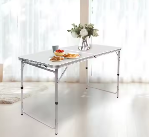 Sklopivi stol u obliku kovčega sa 4 sklopive stolice - 120 x 60 x 66 cm - bijeli