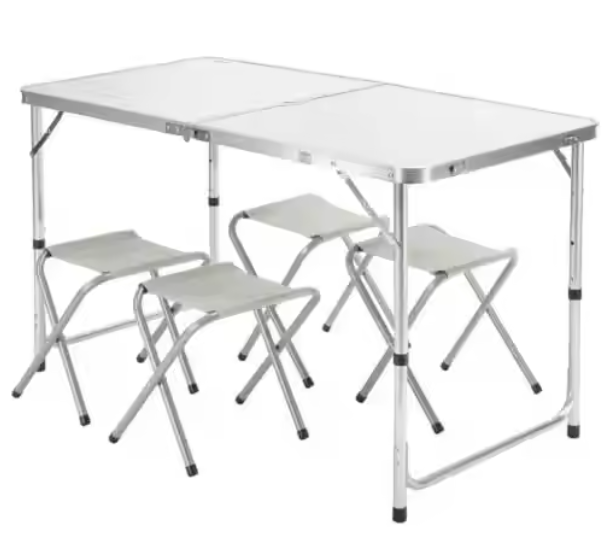 Sklopivi stol u obliku kovčega sa 4 sklopive stolice - 120 x 60 x 66 cm - bijeli
