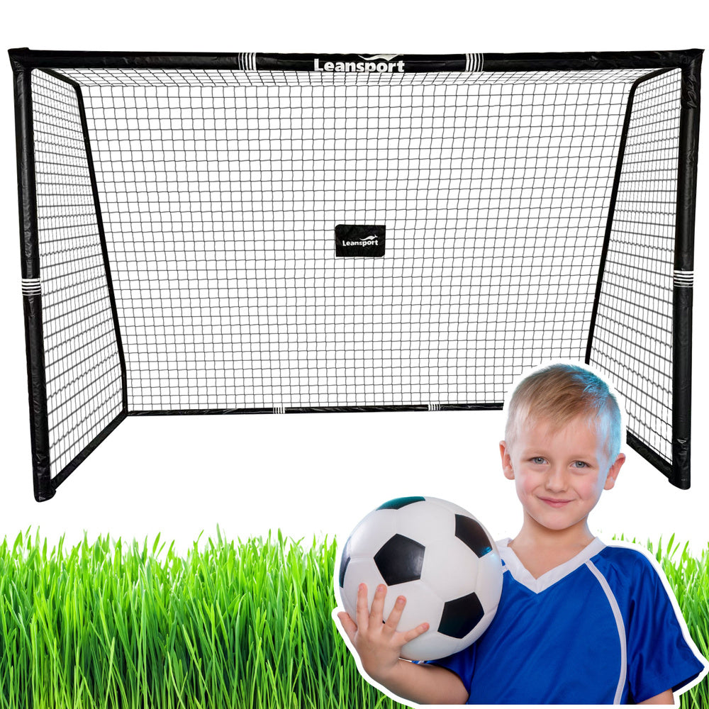Metalni nogometni gol s mrežom i zaštitom na stupovima 180 × 120 × 60 cm - crni