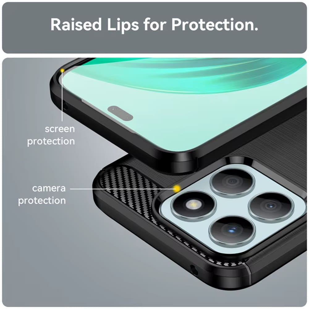 Techsuit Carbon Silicone maska za Honor 400 Smart 5G / 400 Smart 4G / X7d 4G– crna