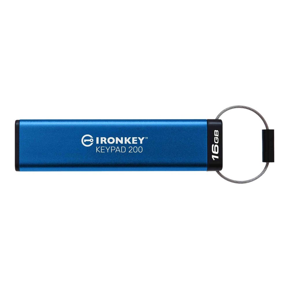 Kingston Technology IronKey Keypad 200 USB izbrisivi memorijski pogon 16 GB USB Tip-A 3.2 Gen 1 (3.1 Gen 1) Plavo