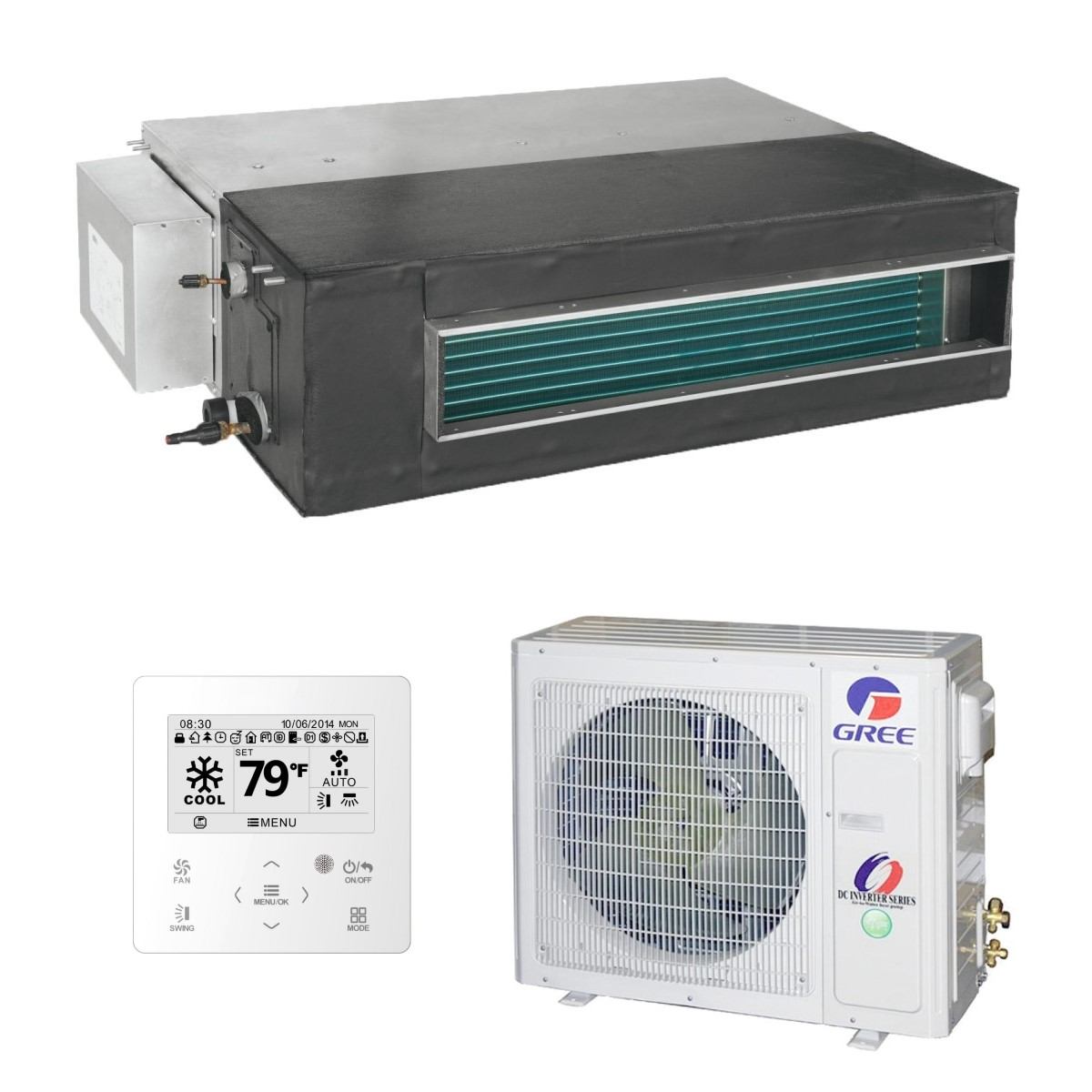 Gree kanalni klima uređaj 7,0kW GUD71PS(A-S)/GUD71W(NhA-S), za prostor do 70m2, A++ energetska klasa