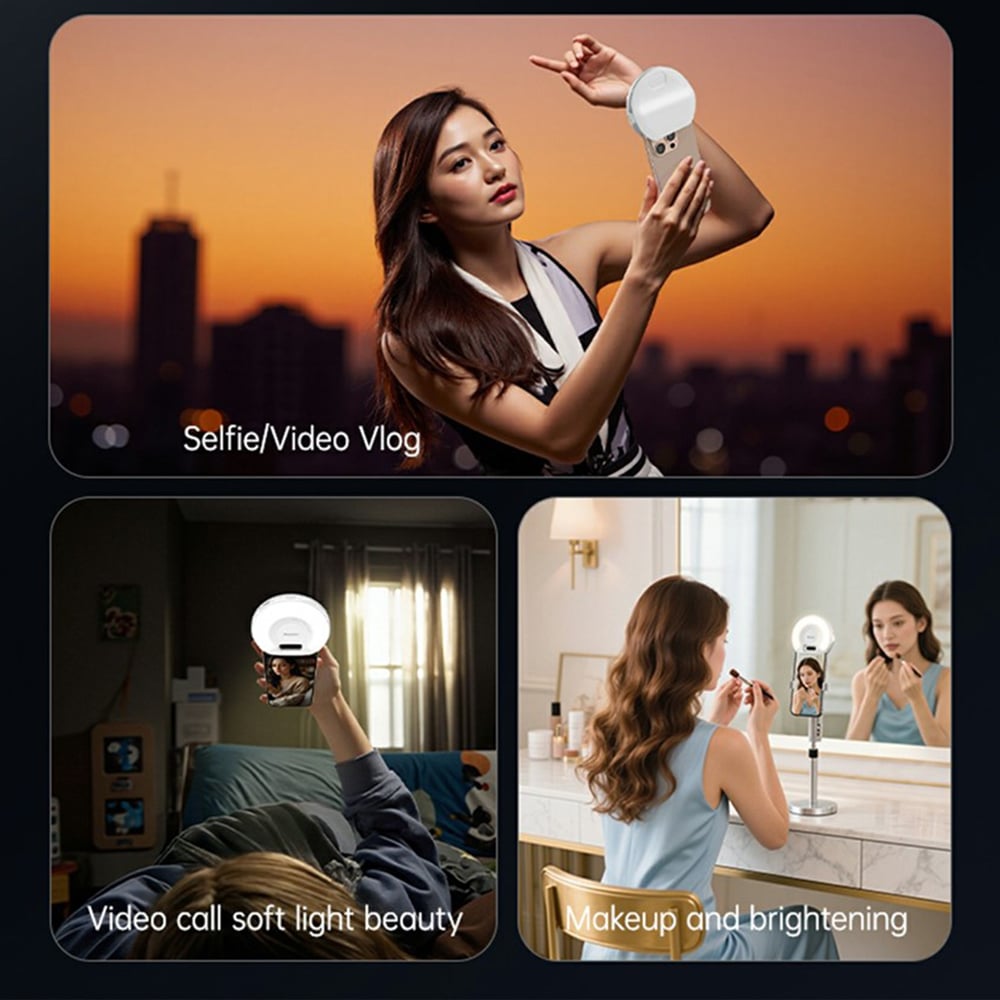 Yesido - LED Selfie svjetlo s kopčom za telefon (DH13) - 400mAh 3 načina rada svjetla - bijelo