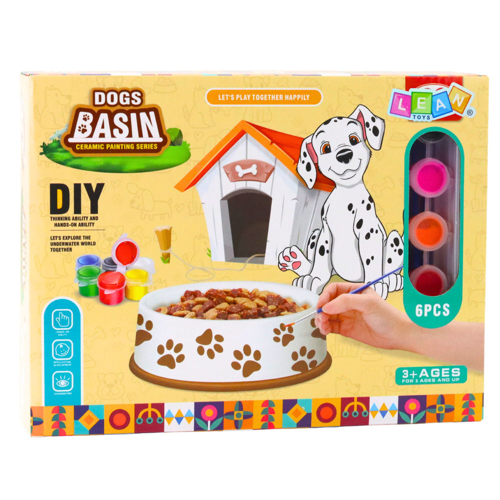Creative Set Dog Bowl For Painting Paints Brushes DIY 6 pcs.