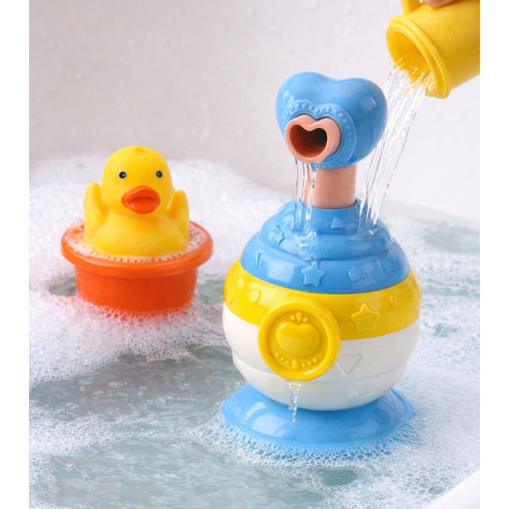 Bath Toy Set Duck Soap Dispenser Cup Blue