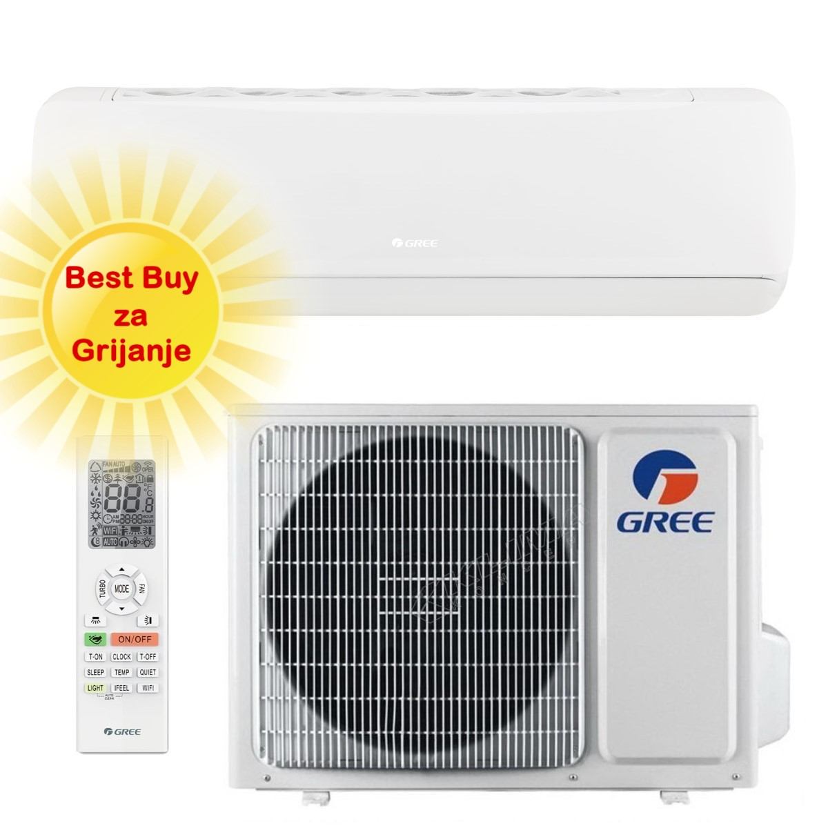 GREE KLIMA UREĐAJ 3,5kW GWH12AEC - G-Tech, za prostor do 35m2, A+++ energetska klasa, Wi-Fi, R32