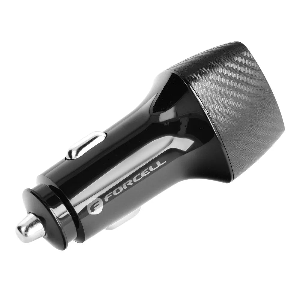 FORCELL CARBON avto polnilec Tip C 3.0 PD20W + Tip C 3.0 PD20W CC50-2C črn (skupno 40W)