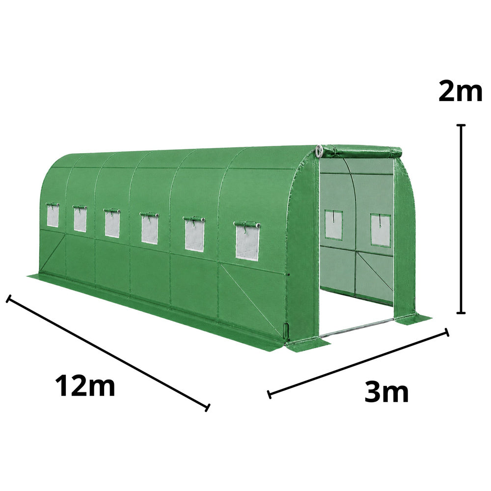 Vrtni plastenik PRO Frame 25MM 12x3x2M 36M² - zeleni