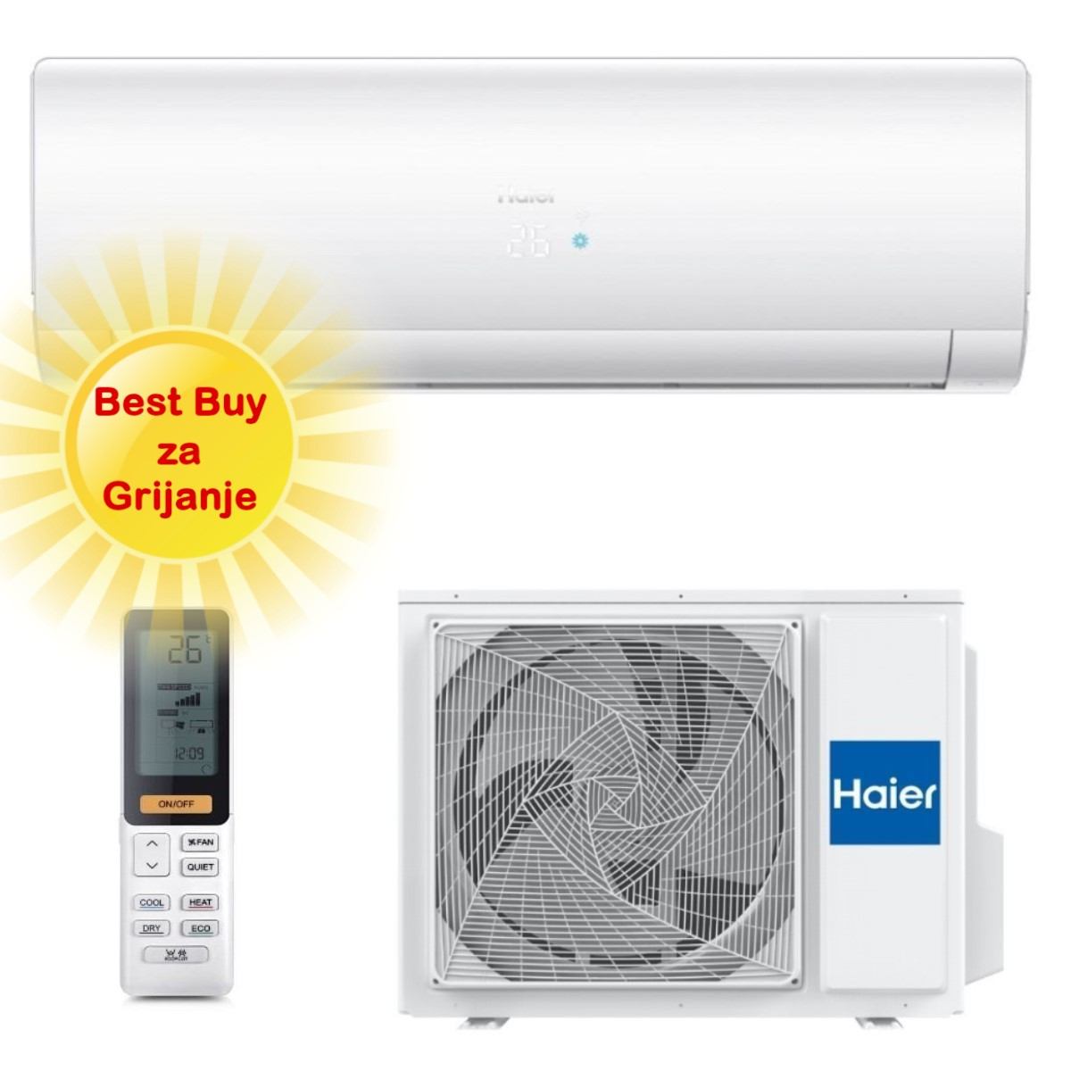 HAIER KLIMA UREĐAJ 5,2kW AS50S2SF1FA-WH/1U50S2SJ2FA - Flexis Plus, za prostor do 50m2, A++ energetska klasa