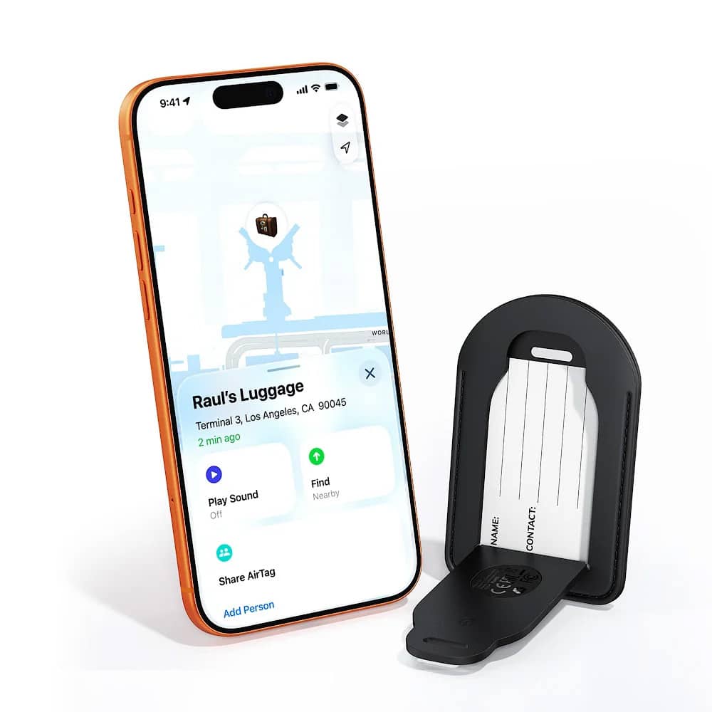 Acefast Pametni tracker (S5) - Elegantna privjesnica od umjetne kože za prtljagu - FindMy mreža - crna