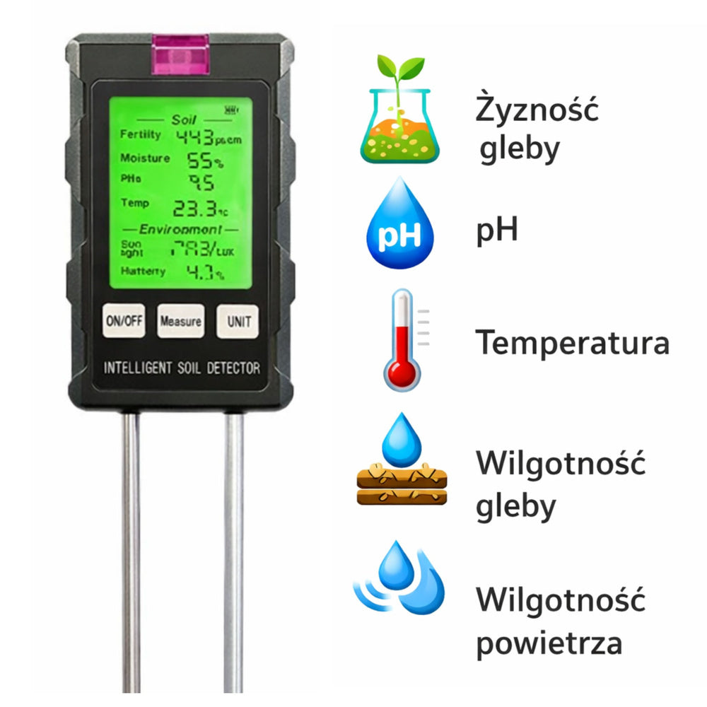 Uređaj za mjerenje vlažnosti tla, pH, temperature, svjetlosti i vlažnost zraka 6u1