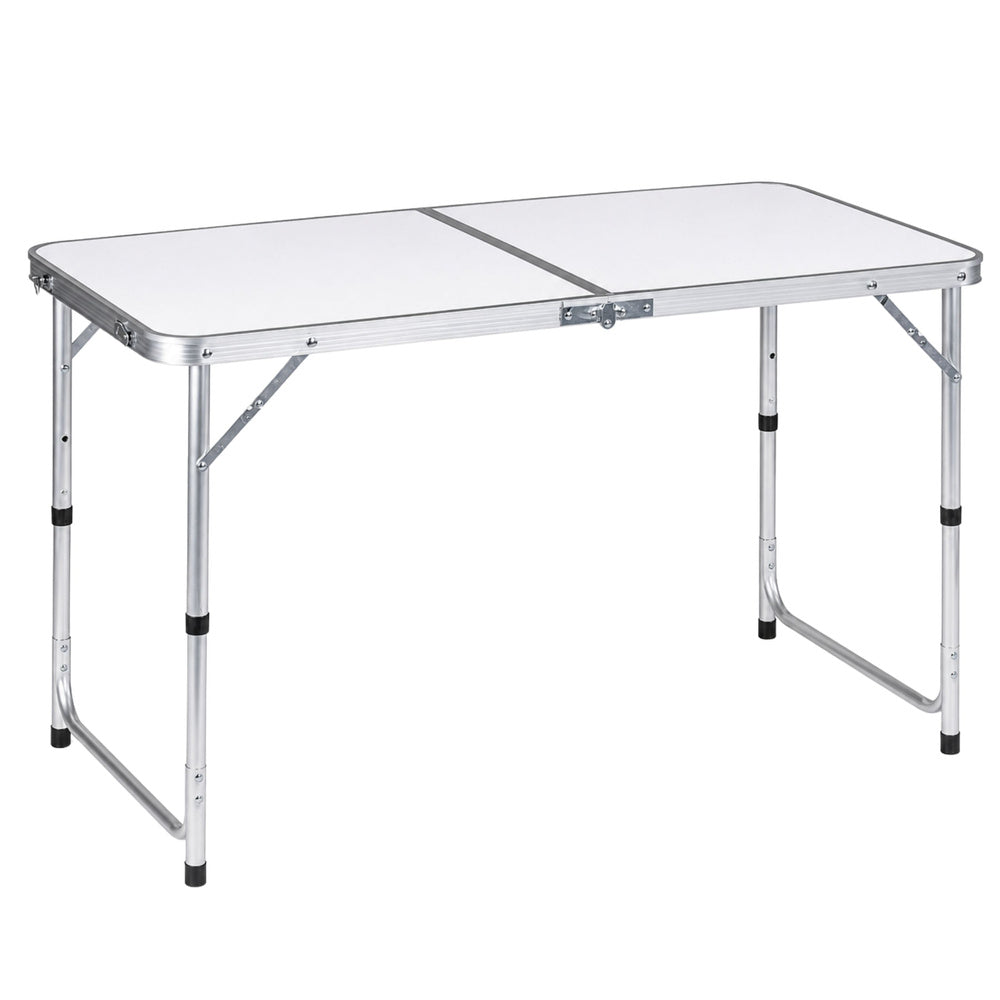 Sklopivi stol za kampiranje s podesivom visinom - 120 x 60 x 55-70 cm - bijeli