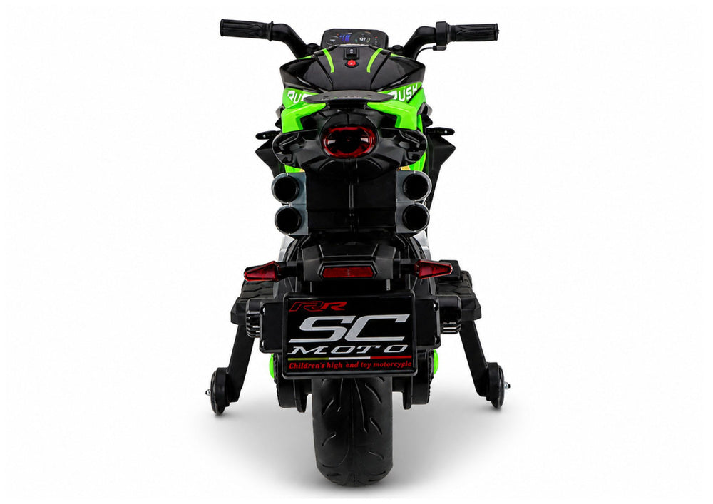 XW-07 Battery-Powered Motorbike with Illuminated LED Wheels Green