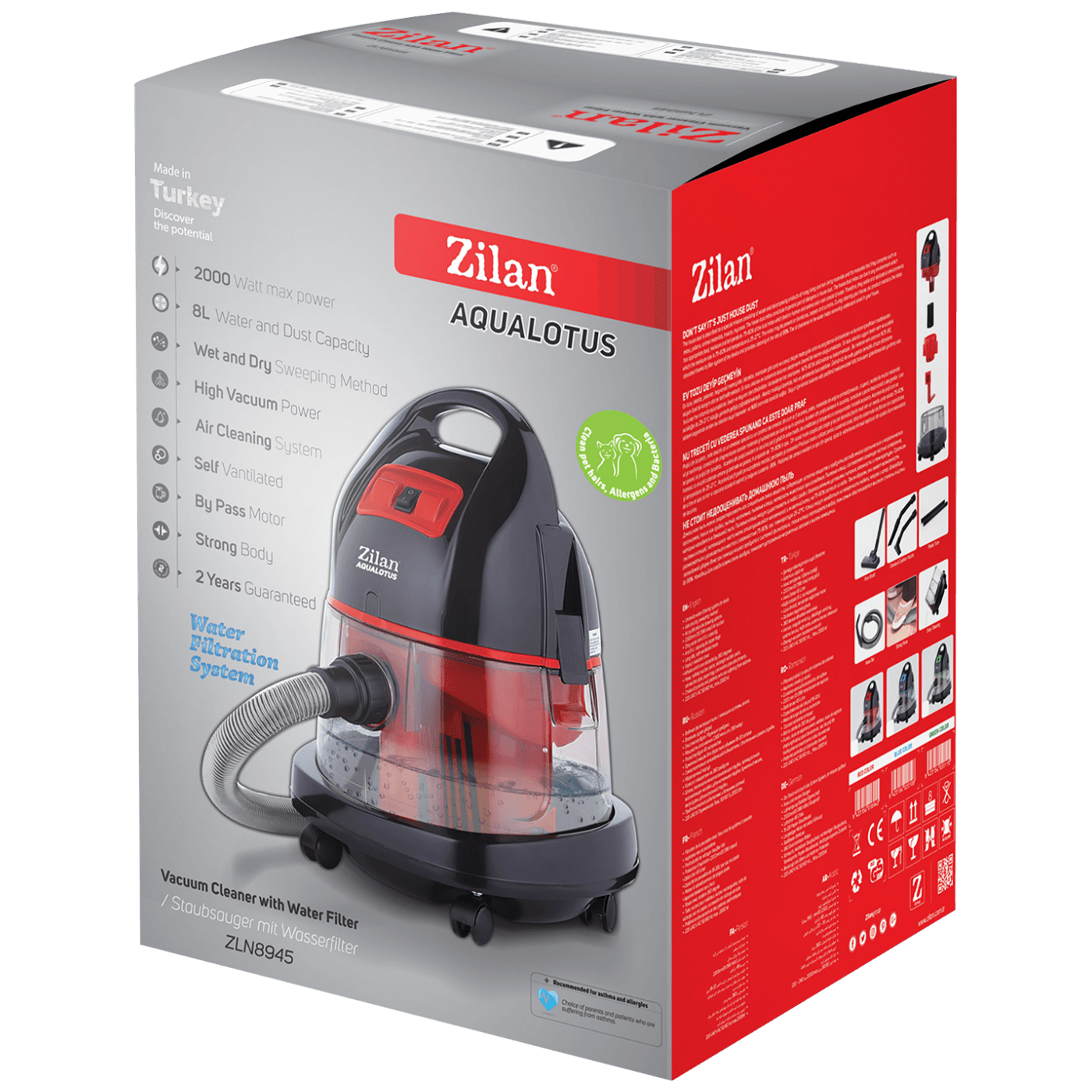 Zilan Mokro/suhi sesalnik, 1600 W, siv - ZLN8945/GY