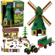 Farm set with tractor, windmill, stable, trailer and animal figures, 45 pieces.