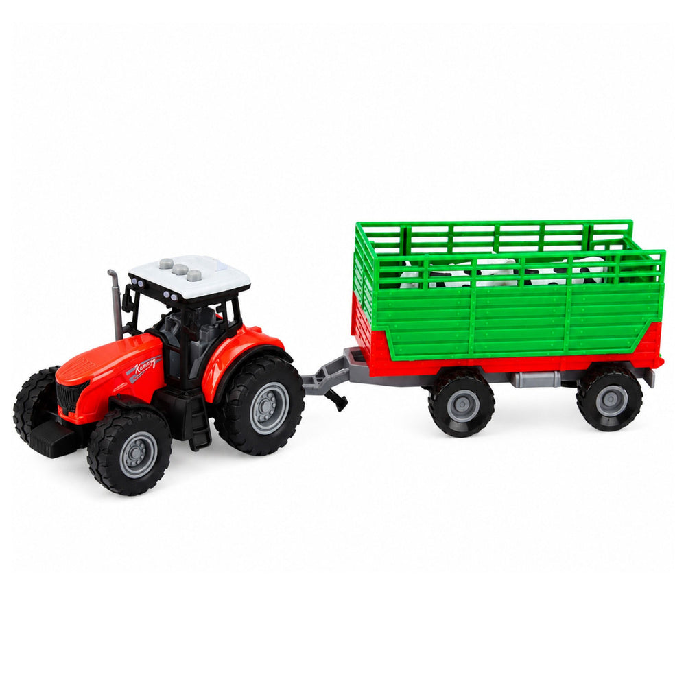 Tractor with Trailer for Transporting Animals Cow Figures Lights Sounds 4 pcs.