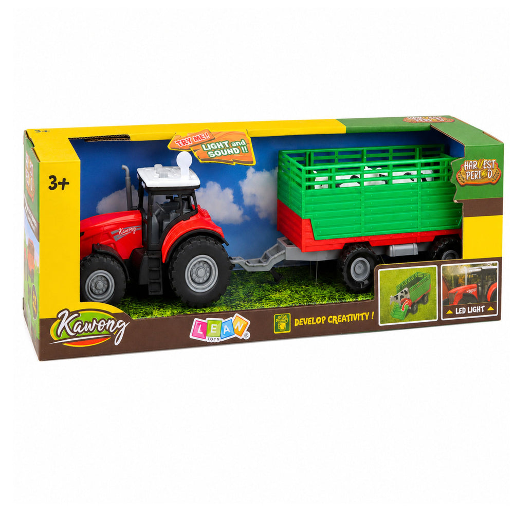 Tractor with Trailer for Transporting Animals Cow Figures Lights Sounds 4 pcs.