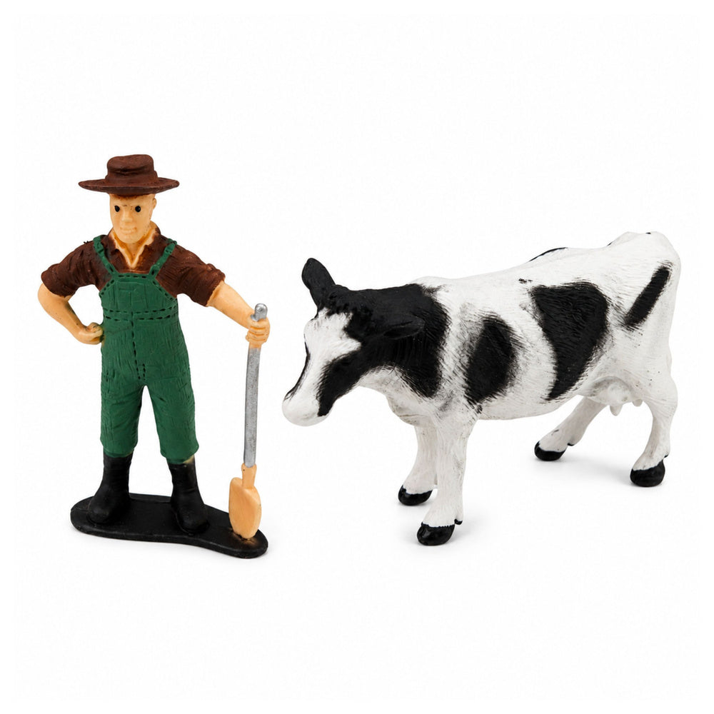 Combine Harvester with Milk Tanker Figures Cow Farmer Lights Sounds 4 pcs.