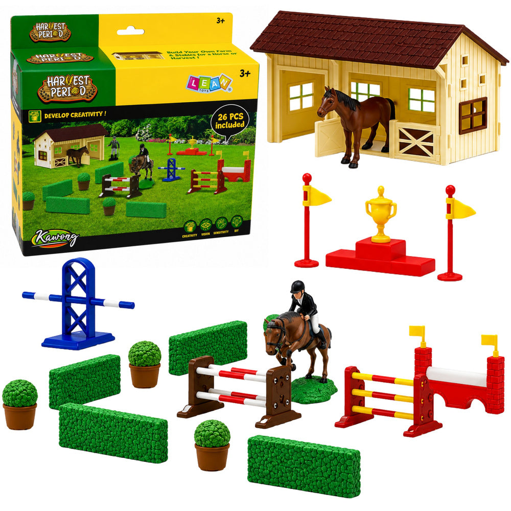 Set Farm Horse Stud Obstacle Course Stable Horses Figures 26 pcs.