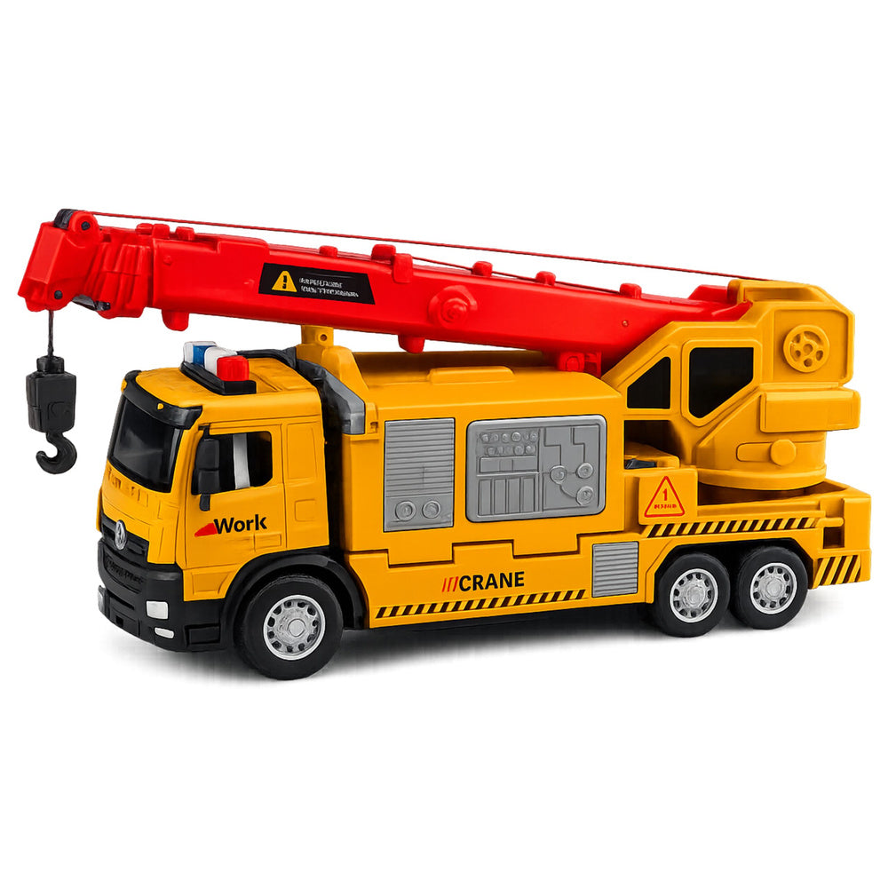 Truck with Crane and Vehicle Transporter Lights Sounds Yellow