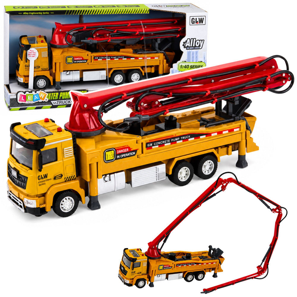 Concrete Pump Truck with Lights, Sounds, Water, Drive 1:40