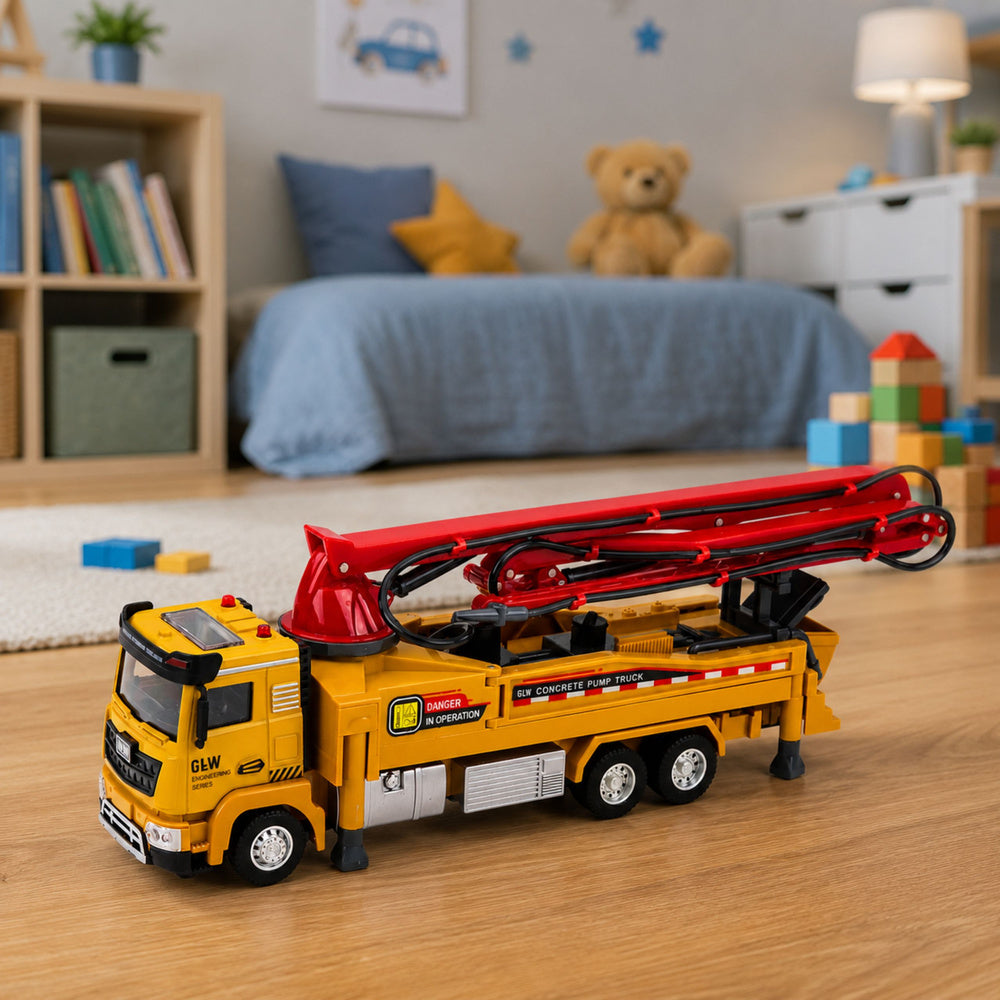 Concrete Pump Truck with Lights, Sounds, Water, Drive 1:40