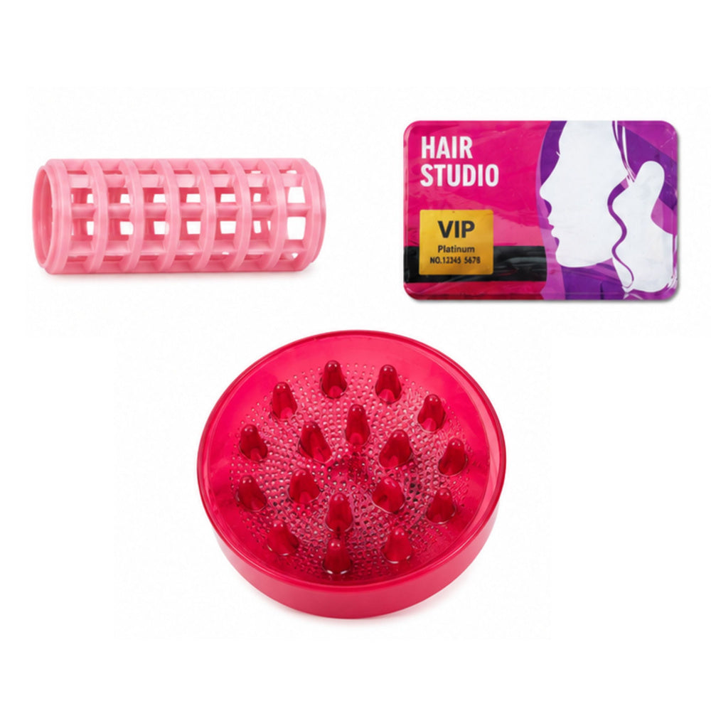Hair Styling Set Hairdryer Mirror Lights Sounds Accessories