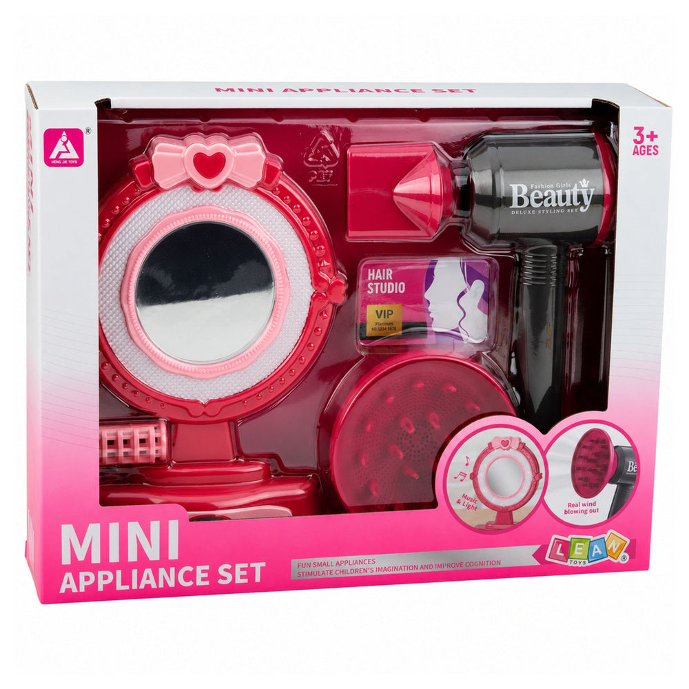 Hair Styling Set Hairdryer Mirror Lights Sounds Accessories