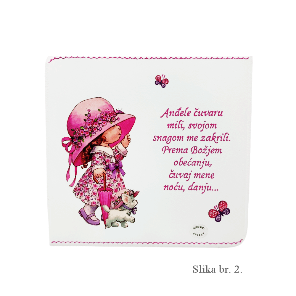 Ročno izdelane slike z molitvijo Angelu varuhu - za deklice