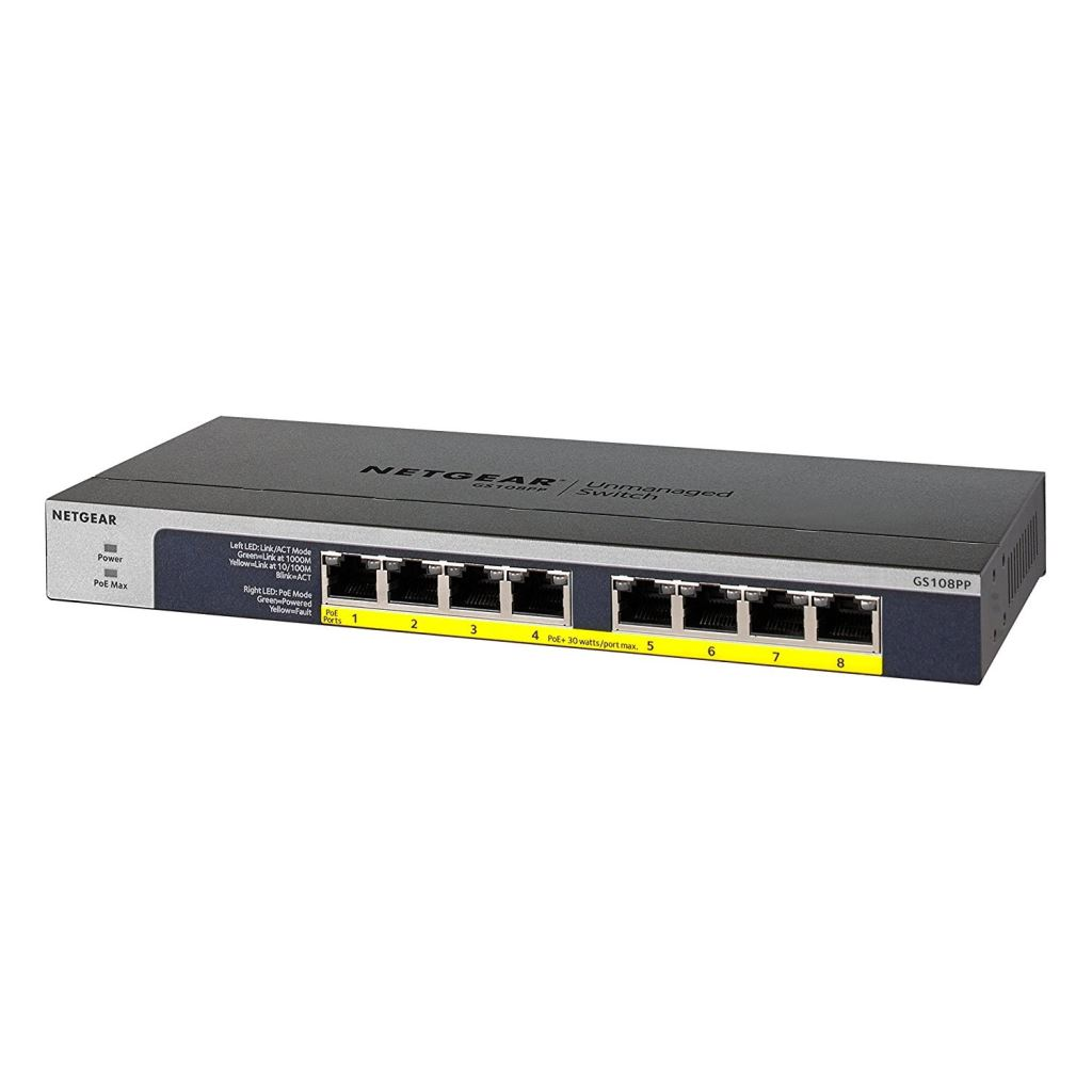 NETGEAR GS108PP Neupravljano Gigabit Ethernet (10/100/1000) Podrška za napajanje putem Etherneta (PoE) Crno