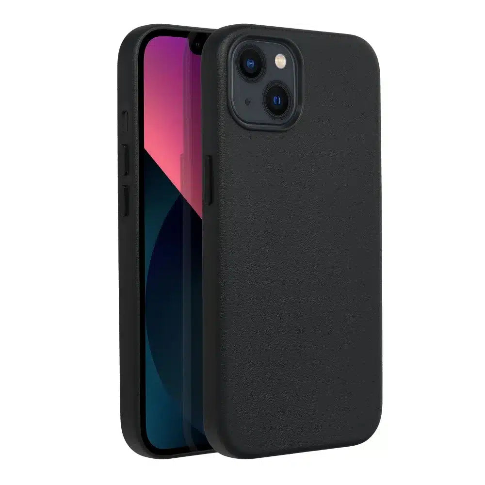 Usnjena Mag Cover maska, združljiva z MagSafe za iPhone 13, črna