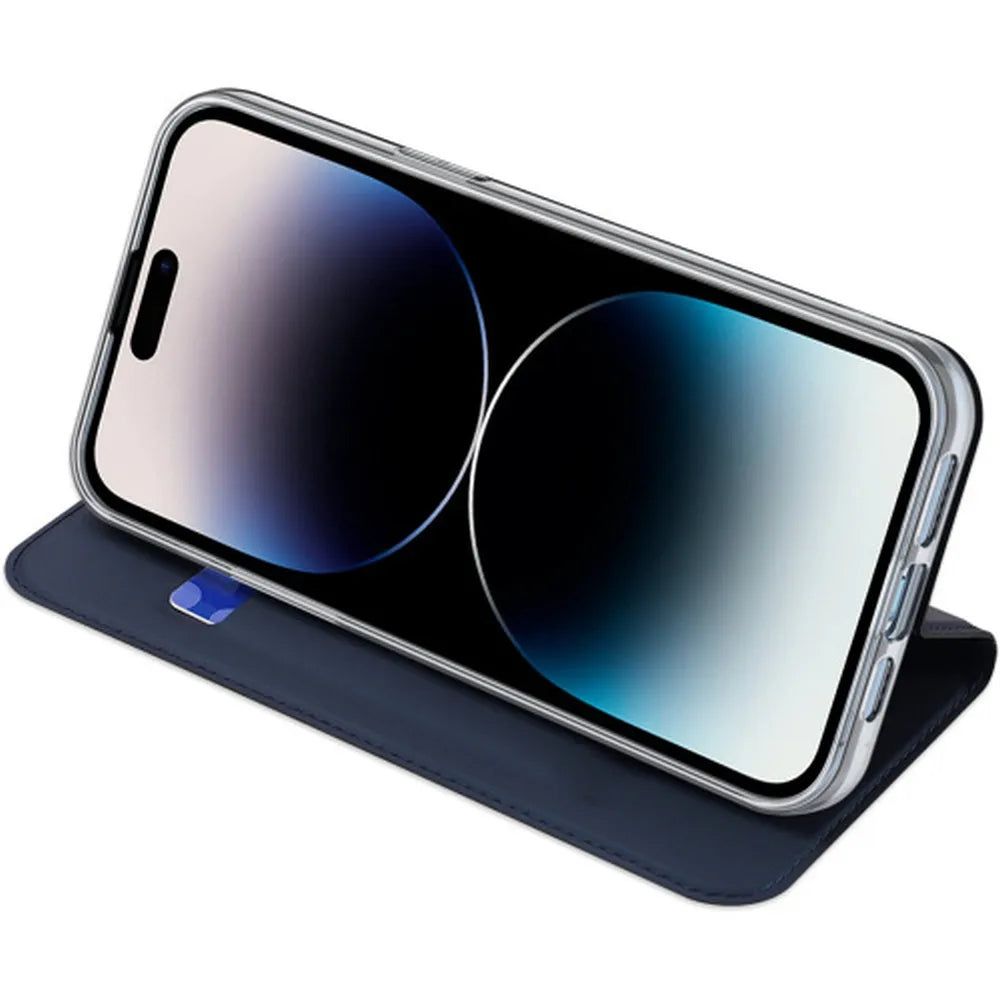 DUX DUCIS Skin Pro – Gladka usnjena torbica za Apple iPhone 15 Pro, modra