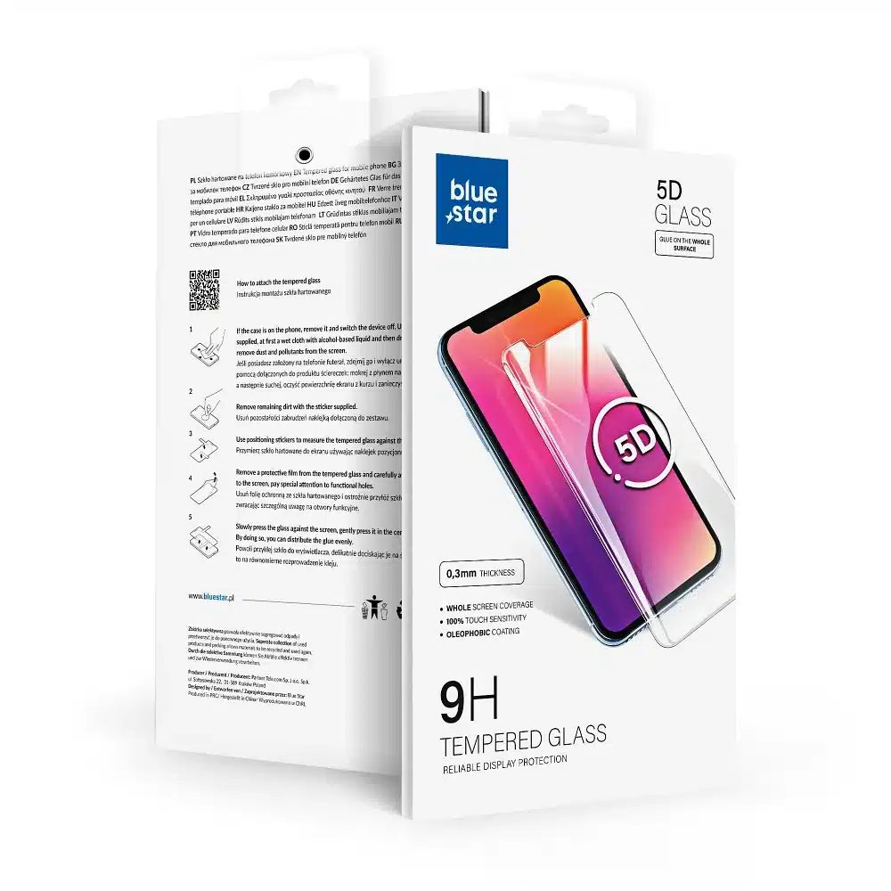 Blue Star 5D kaljeno steklo - za iPhone Xr/11 (full glue) črno