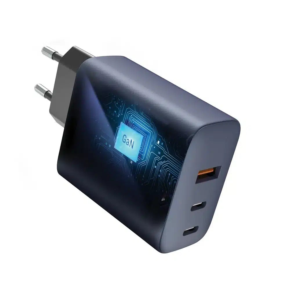 Forcell F-Energy GaN omrežni polnilec - 65 W s priključki: 2x USB C in USB A s PD in QC 4.0 polnjenjem