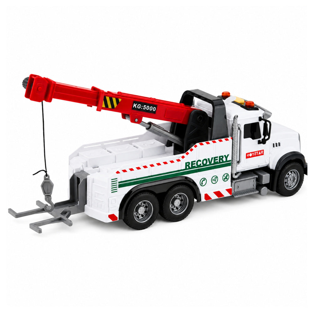 Construction Truck with Adjustable Crane Lights Sounds White 1:14