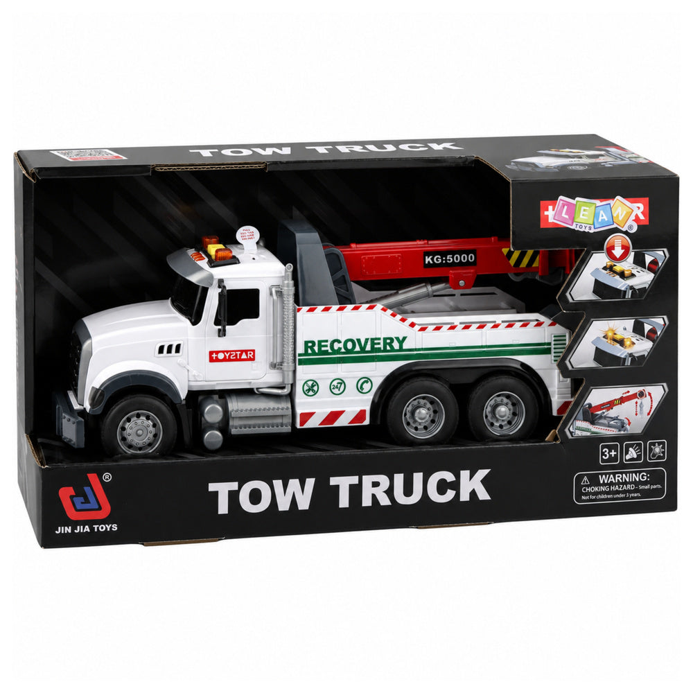 Construction Truck with Adjustable Crane Lights Sounds White 1:14