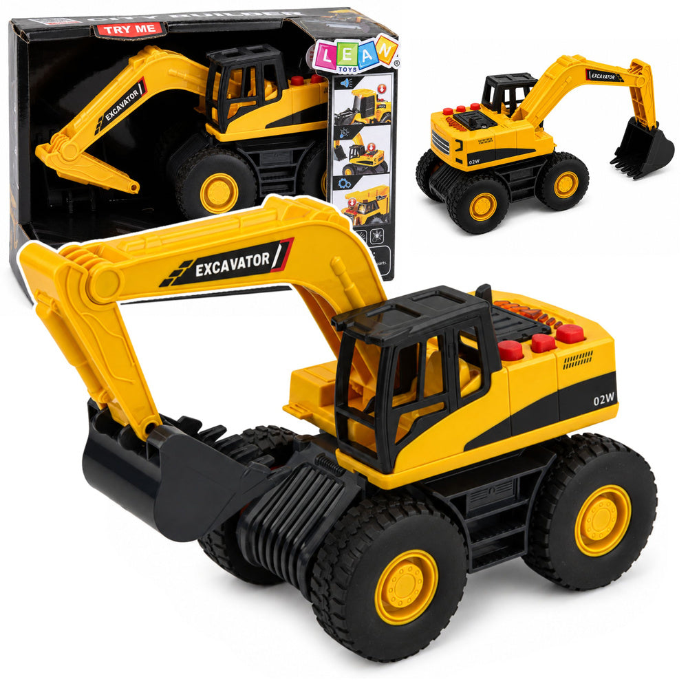 Construction Excavator Moving Bucket Lights Sounds Yellow 1:32