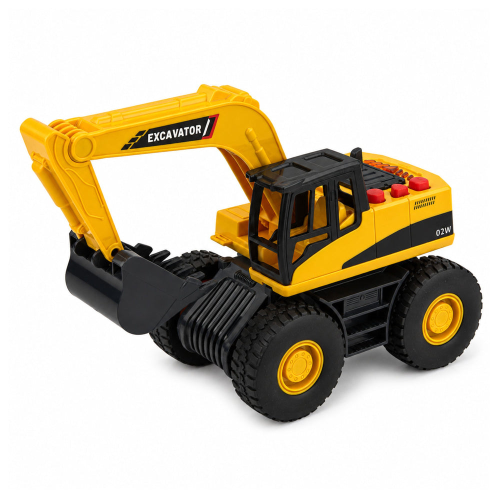 Construction Excavator Moving Bucket Lights Sounds Yellow 1:32