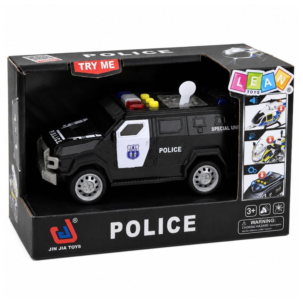 Police Car Special Vehicle Police Car Lights Sounds Black 1:32