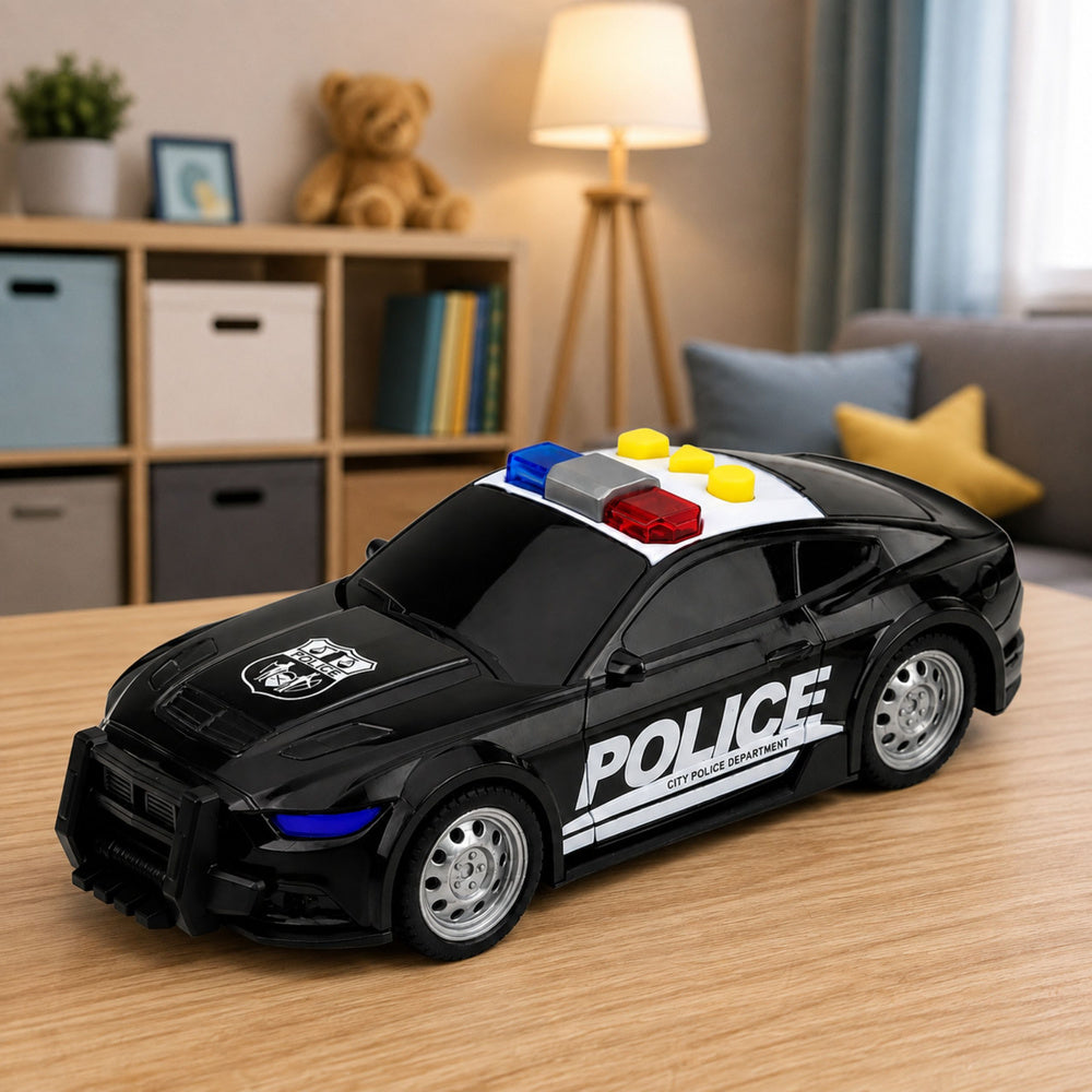 Car Police Car Lights Sounds Black 1:32