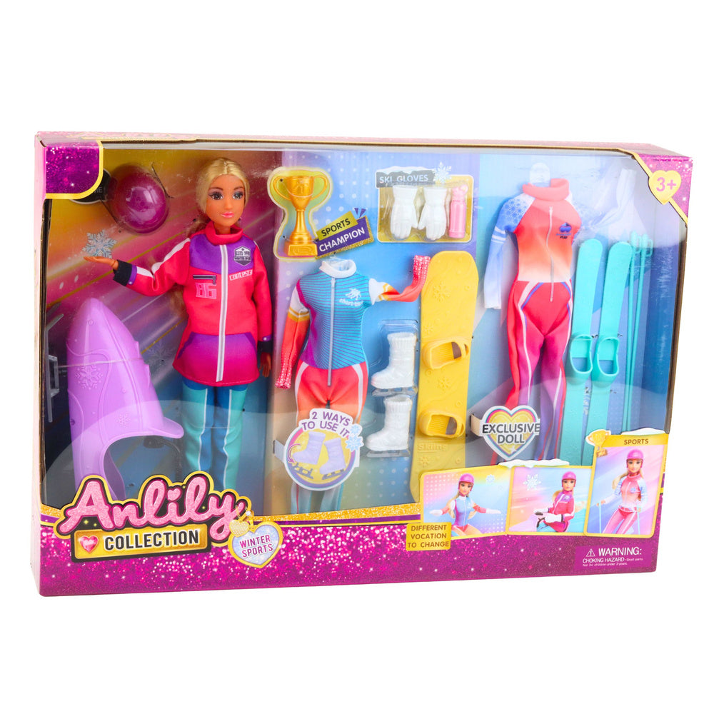 Anlily Doll Winter Sports Skis Snowmobile Snowboard Clothes Set