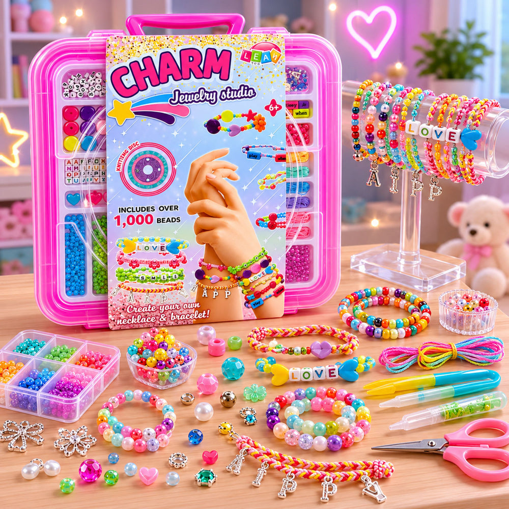 Jewelry Making Set in a Case Beads Pendants Letters 1000 pcs.