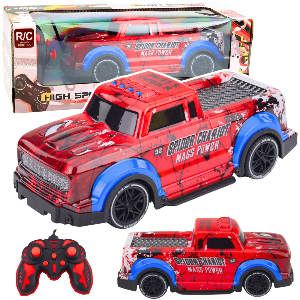 Terenski auto na daljinsko upravljanje pickup Spider - crveno/plavi