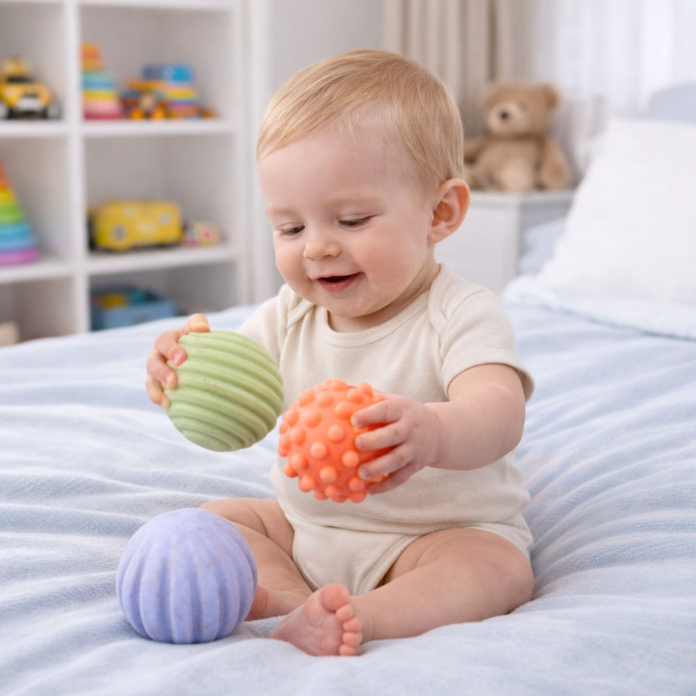 Set of Sensory Balls for Babies Pastel 3 pcs 6 cm