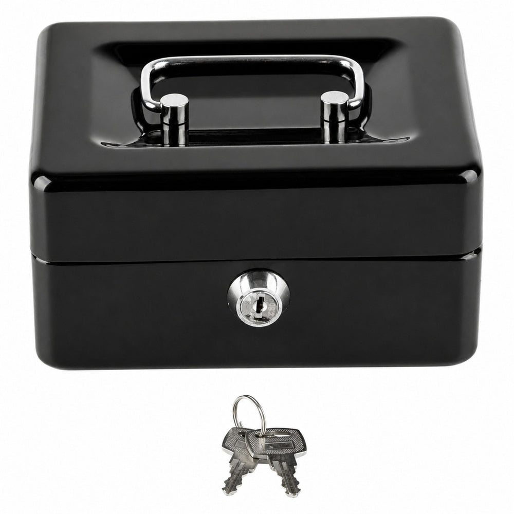 Metalna kasa za novac s ključevima 13x10 cm - crna