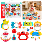 Set zvečki za bebe sa glodalicama 9u1 - šarene životinje