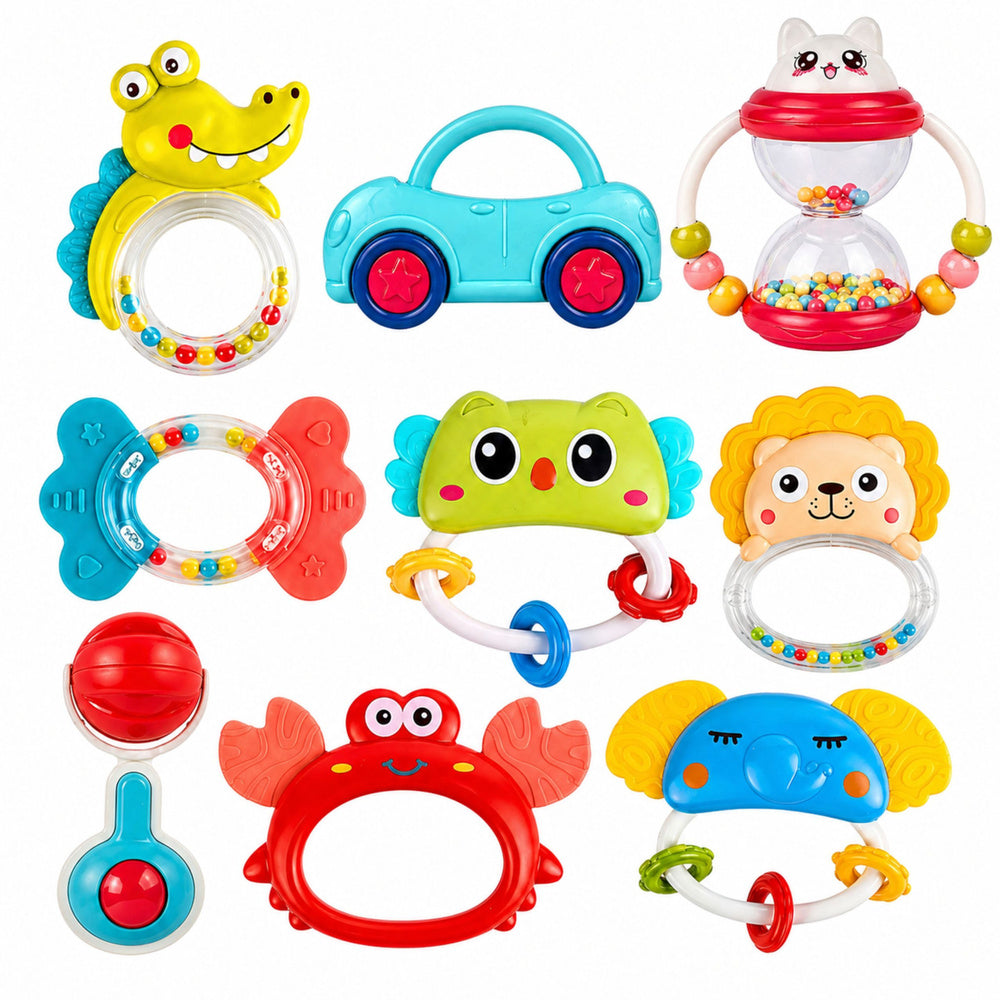Set zvečki za bebe sa glodalicama 9u1 - šarene životinje